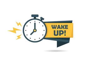 Wake up icon in flat style. Good morning vector illustration on isolated background. Alarm clock ringing and mornings wakes sign business concept.