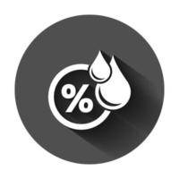 Humidity icon in flat style. Climate vector illustration on black round background with long shadow. Temperature forecast business concept.