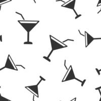 Alcohol cocktail icon seamless pattern background. Drink glass vector illustration on white isolated background. Martini liquid business concept.