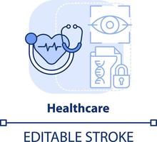 Healthcare light blue concept icon. Biometric technology use abstract idea thin line illustration. Patient identification. Isolated outline drawing. Editable stroke vector