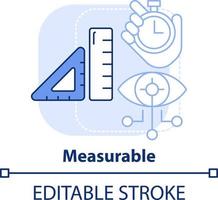 mensurable ligero azul concepto icono. biométrico datos pros resumen idea Delgado línea ilustración. medida individual características. aislado contorno dibujo. editable carrera vector