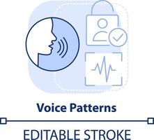 Voice patterns light blue concept icon. Biometric identification abstract idea thin line illustration. Speech recognition. Isolated outline drawing. Editable stroke vector