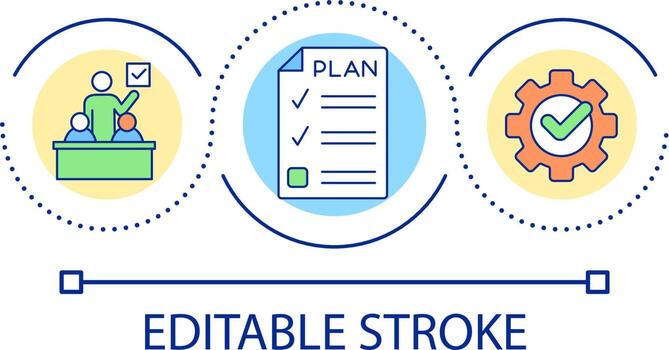 productividad mejora plan lazo concepto icono. planificación tareas, asignaciones resumen idea Delgado línea ilustración. impulsando eficacia. aislado contorno dibujo. editable carrera vector