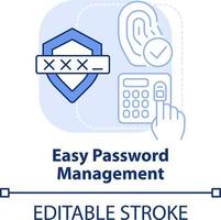 Easy password management light blue concept icon. Biometric authentication benefit abstract idea thin line illustration. Isolated outline drawing. Editable stroke vector