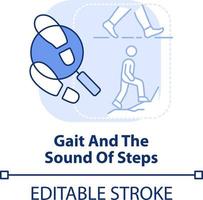 Gait and sound of steps light blue concept icon. Behavioural measurement abstract idea thin line illustration. Isolated outline drawing. Editable stroke vector