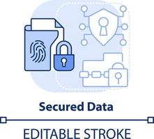 Secured data light blue concept icon. Biometric authentication pros abstract idea thin line illustration. Sensitive info. Isolated outline drawing. Editable stroke vector