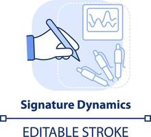 Signature dynamics light blue concept icon. Behavioral measurement abstract idea thin line illustration. Handwriting. Isolated outline drawing. Editable stroke vector