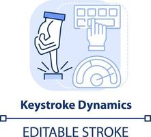pulsación de tecla dinámica ligero azul concepto icono. conductual medición resumen idea Delgado línea ilustración. mecanografía modelo. aislado contorno dibujo. editable carrera vector