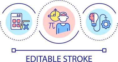 matemáticas habilidades para programación lazo concepto icono. álgebra y aritmética. software desarrollo resumen idea Delgado línea ilustración. aislado contorno dibujo. editable carrera vector