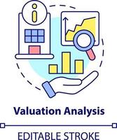 valuación análisis concepto icono. empresa investigación. etapa de fusión resumen idea Delgado línea ilustración. aislado contorno dibujo. editable carrera vector