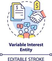 variable interesar entidad concepto icono. negocio consolidación estrategia resumen idea Delgado línea ilustración. aislado contorno dibujo. editable carrera vector