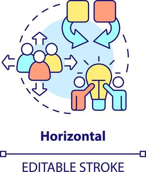 Horizontal business merger concept icon. Same industries. Type of merger abstract idea thin line illustration. Isolated outline drawing. Editable stroke vector