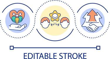 Sharing knowledge and skills in workplace loop concept icon. Better problem-solving and productivity abstract idea thin line illustration. Isolated outline drawing. Editable stroke vector