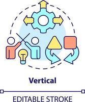 Vertical business merger concept icon. Different stages integration. Type of merger abstract idea thin line illustration. Isolated outline drawing. Editable stroke vector