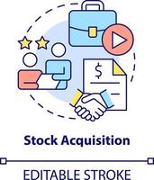 Stock acquisition concept icon. Target stocks. Business consolidation strategy abstract idea thin line illustration. Isolated outline drawing. Editable stroke vector