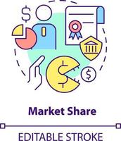 Market share concept icon. Decreasing competition. Merger objective abstract idea thin line illustration. Isolated outline drawing. Editable stroke vector