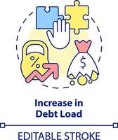 Increase in debt load concept icon. Disadvantage of business consolidation abstract idea thin line illustration. Isolated outline drawing. Editable stroke vector