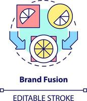 Brand fusion concept icon. Combine identities. Brand consolidation strategy abstract idea thin line illustration. Isolated outline drawing. Editable stroke vector
