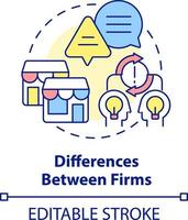 Differences between firms concept icon. Disadvantage of business consolidation abstract idea thin line illustration. Isolated outline drawing. Editable stroke vector