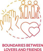 Boundaries between lovers and friends red gradient concept icon. Issue within LGBT couples abstract idea thin line illustration. Isolated outline drawing vector