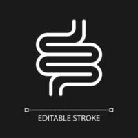 Intestine pixel perfect white linear ui icon for dark theme. Body organ. Gastrointestinal tract. Vector line pictogram. Isolated user interface symbol for night mode. Editable stroke