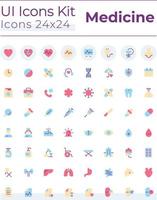 Medicine related flat color ui icons set. Healthcare. Hospital and clinic. Medical procedures. GUI, UX design for mobile app. Vector isolated RGB pictograms