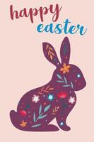 Happy easter. Design with easter bunny and patterns. vector