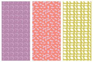 Set of seamless patterns with abstract drawings. Design for fabric, wallpaper, packaging. vector