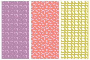 Set of seamless patterns with abstract drawings. Design for fabric, wallpaper, packaging. vector