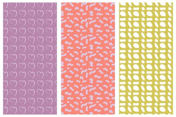Set of seamless patterns with abstract drawings. Design for fabric, wallpaper, packaging.