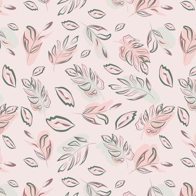 Seamless pattern, colorful leaves in pastel colors. Design for packaging, poster, fabric, wallpaper, cover.