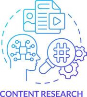 Content research blue gradient concept icon. Data analytics. Identify business trends. AI in marketing abstract idea thin line illustration. Isolated outline drawing vector