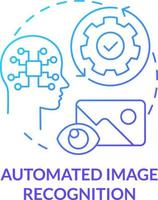 Automated image recognition blue gradient concept icon. Patterns identification. AI integration in marketing abstract idea thin line illustration. Isolated outline drawing vector