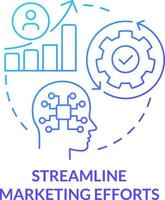 Streamline marketing efforts blue gradient concept icon. Business development. Benefit of AI in business abstract idea thin line illustration. Isolated outline drawing vector