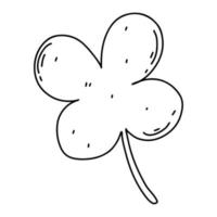 Clover leaf in hand drawn doodle style. Cute plant icon. isolated on white background. vector