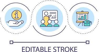 Educative seminar for employees loop concept icon. Corporate training. Project presentation abstract idea thin line illustration. Isolated outline drawing. Editable stroke vector