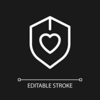 Immune system pixel perfect white linear ui icon for dark theme. Organism protection. Medicaid. Vector line pictogram. Isolated user interface symbol for night mode. Editable stroke