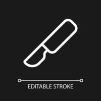 Scalpel pixel perfect white linear ui icon for dark theme. Surgical instrument. Medical tool. Vector line pictogram. Isolated user interface symbol for night mode. Editable stroke