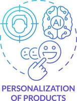 Personalization of products blue gradient concept icon. Unique content. Benefit of AI in business abstract idea thin line illustration. Isolated outline drawing vector