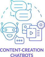 Content creation chatbots blue gradient concept icon. Automation process. AI integration in marketing abstract idea thin line illustration. Isolated outline drawing vector