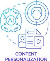 Content personalization blue gradient concept icon. Customer needs analytics. AI in marketing abstract idea thin line illustration. Isolated outline drawing vector