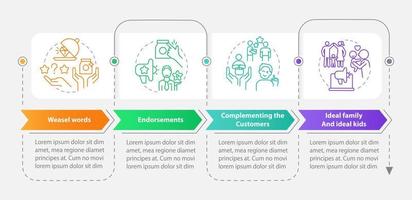 Marketing campaign techniques rectangle infographic template. Data visualization with 4 steps. Editable timeline info chart. Workflow layout with line icons vector