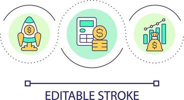 Calculating profit margin for startup loop concept icon. Expenses for starting business abstract idea thin line illustration. Isolated outline drawing. Editable stroke vector