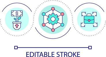 crecimiento y expansión de negocio lazo concepto icono. creando trabajos para economía impulsando resumen idea Delgado línea ilustración. desarrollo. aislado contorno dibujo. editable carrera vector