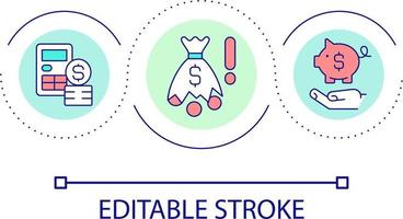 Spotting accounting fraud loop concept icon. False financial statements abstract idea thin line illustration. Deal with bankruptcy. Isolated outline drawing. Editable stroke vector