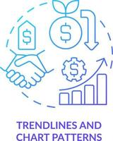 Trendlines and chart patterns blue gradient concept icon. Analysing data. Trend trading strategy abstract idea thin line illustration. Isolated outline drawing vector