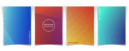 Abstract geometric pattern design of color cover style. Simple design with gradient colors decoration brochure set. Vector