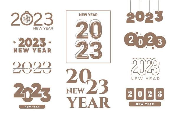 2023 new year logo text design set. 2023 number design template. Calendar simple icon. Modern abstract banner. Vector graphic illustartion