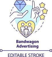 Bandwagon advertising concept icon. Marketing strategy abstract idea thin line illustration. Propaganda technique. Isolated outline drawing. Editable stroke vector