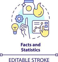 Facts and statistics concept icon. Advertising strategy abstract idea thin line illustration. Proving product advantages. Isolated outline drawing. Editable stroke vector